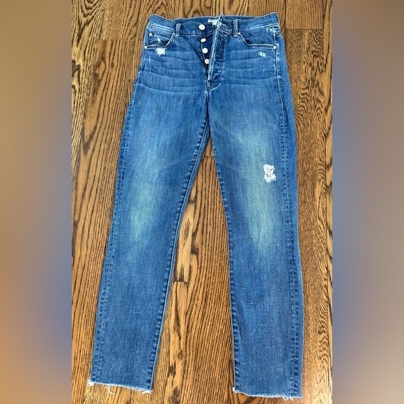 MOTHER The Stunner Fray Ankle Skinny Jeans in Graffiti Girl Lover size 26 - Picture 3 of 9